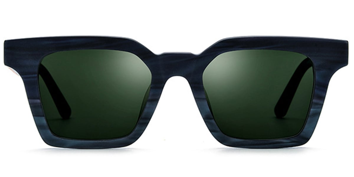 Acetate Square Sunglasses pattern-blue+dark_green_polarized