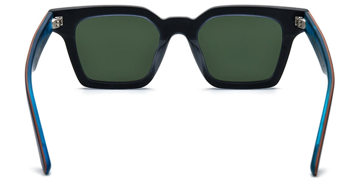 Acetate Square Sunglasses pattern-blue+dark_green_polarized