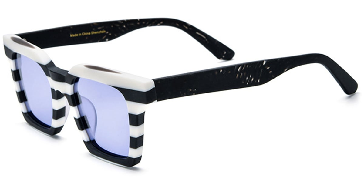 Acetate Square Sunglasses pattern-white+purple_polarized