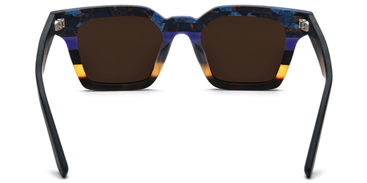 Acetate Square Sunglasses pattern-black+amber_polarized