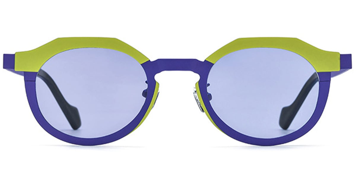 Titanium Oval Sunglasses pattern-blue+purple_polarized