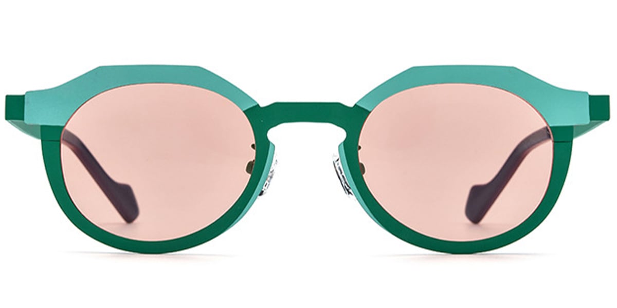 Titanium Oval Sunglasses green+rose_polarized