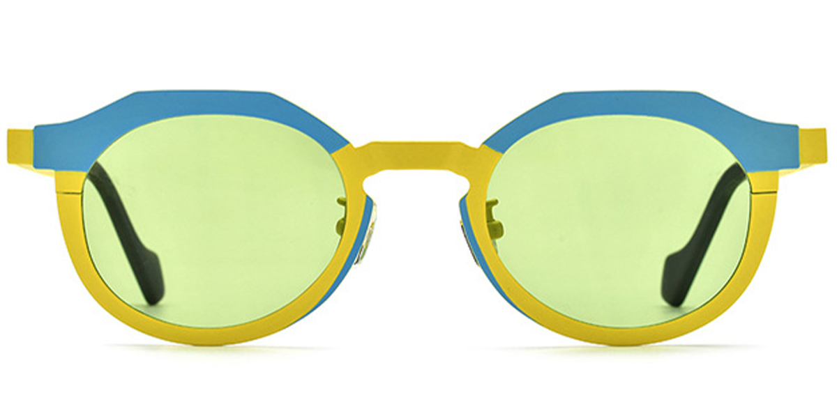 Titanium Oval Sunglasses pattern-yellow+green_polarized