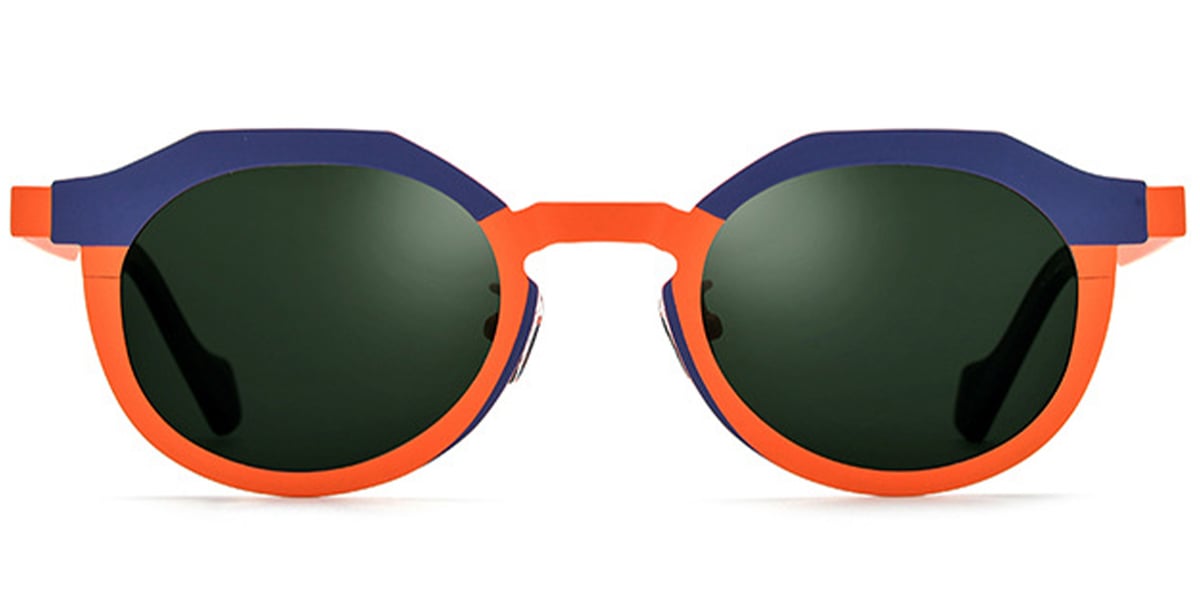 Titanium Oval Sunglasses pattern-orange+dark_green_polarized