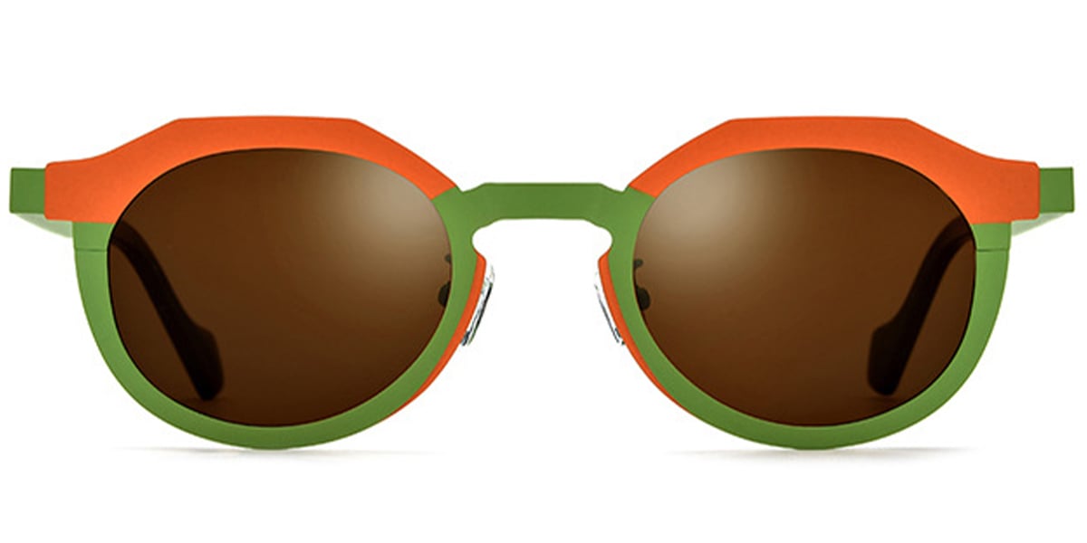 Titanium Oval Sunglasses pattern-green+amber_polarized