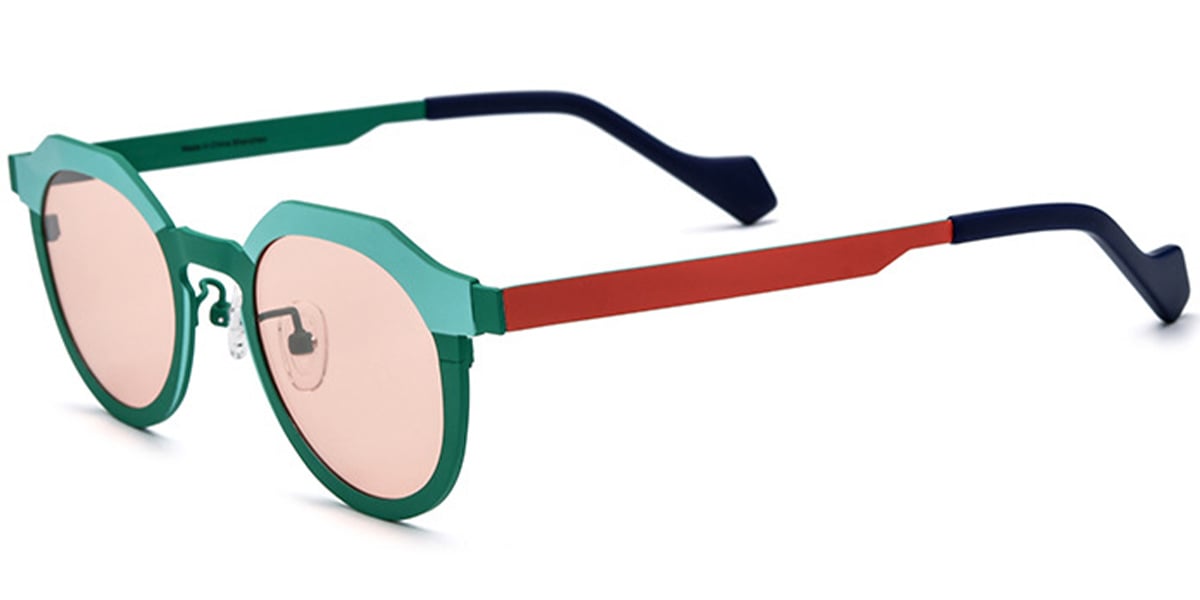 Titanium Oval Sunglasses green+rose_polarized