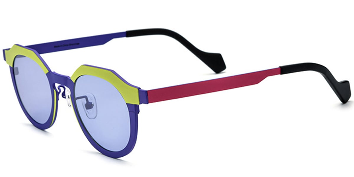 Titanium Oval Sunglasses pattern-blue+purple_polarized