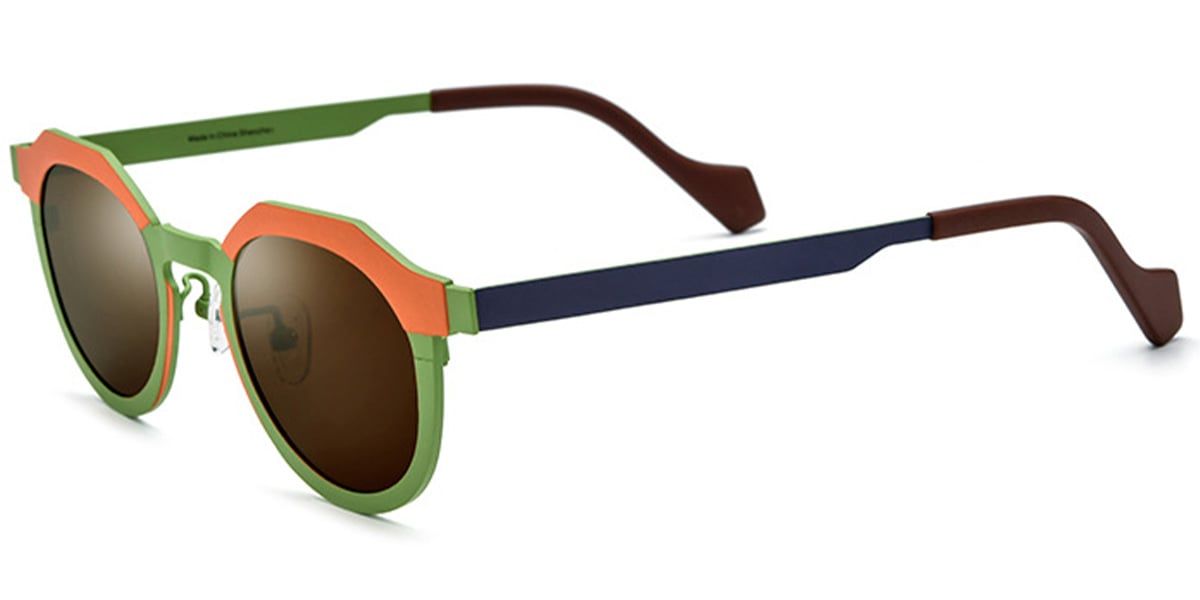 Titanium Oval Sunglasses pattern-green+amber_polarized