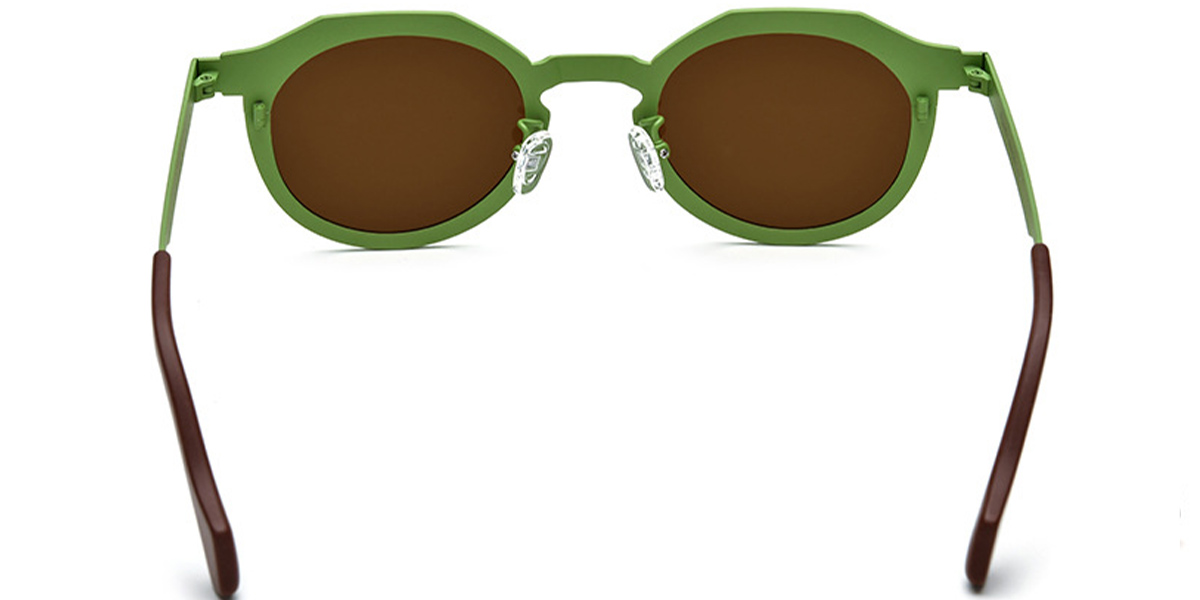 Titanium Oval Sunglasses pattern-green+amber_polarized