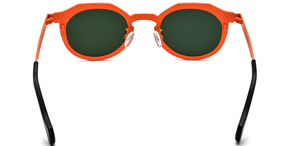 Titanium Oval Sunglasses pattern-orange+dark_green_polarized