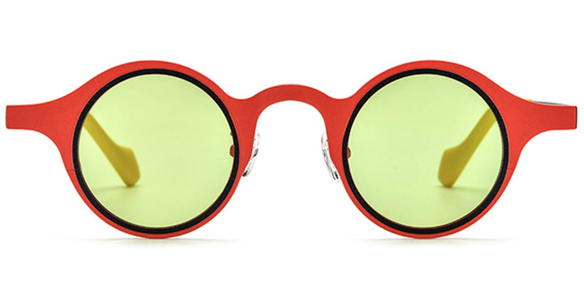 Titanium Round Sunglasses pattern-red+green_polarized