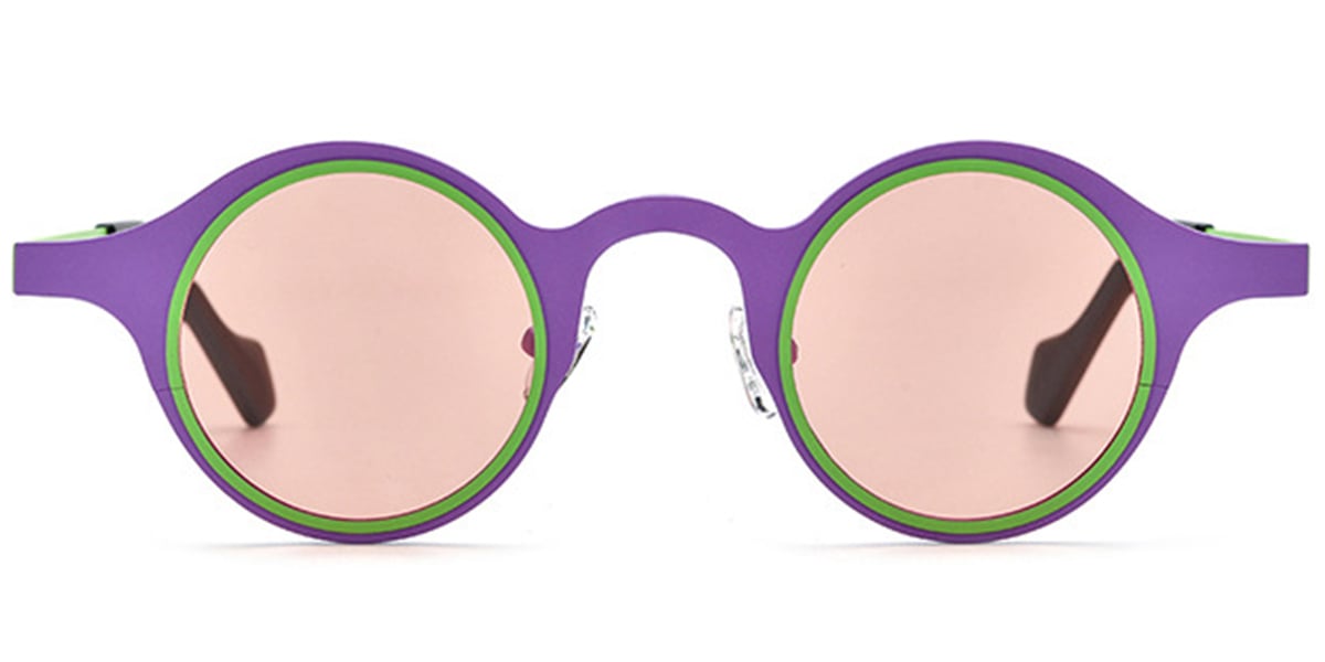 Titanium Round Sunglasses pattern-purple+rose_polarized