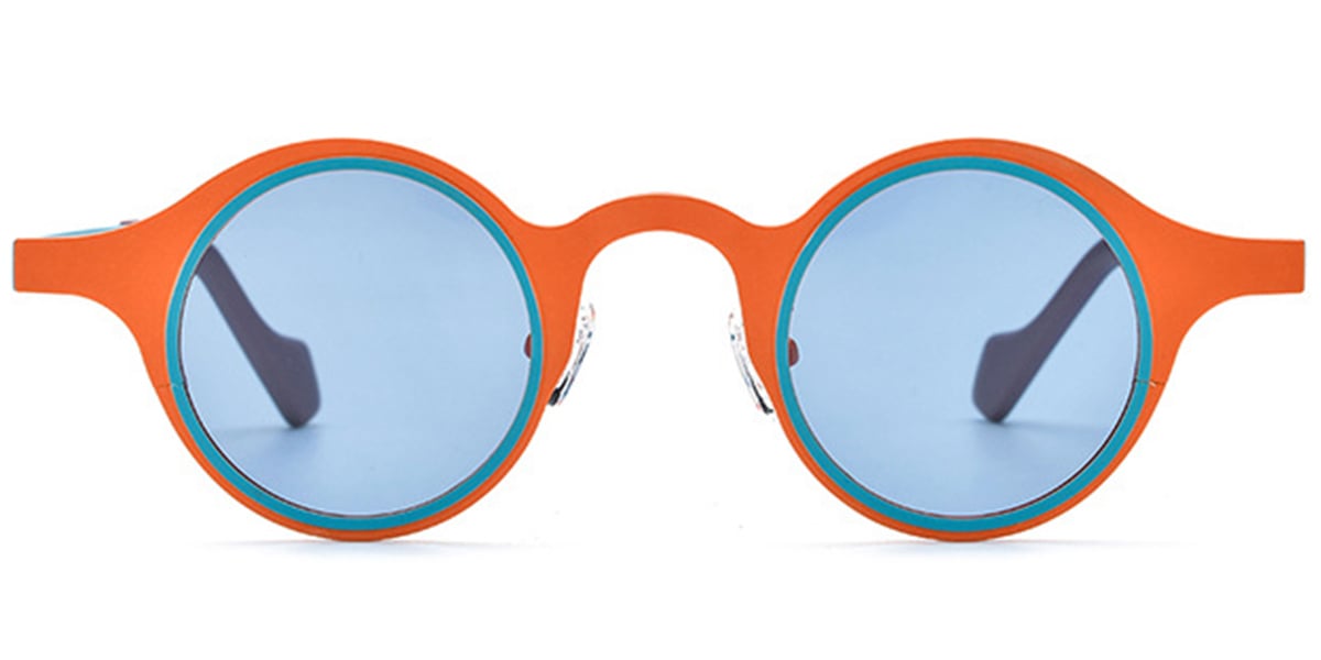 Titanium Round Sunglasses pattern-orange+blue_polarized