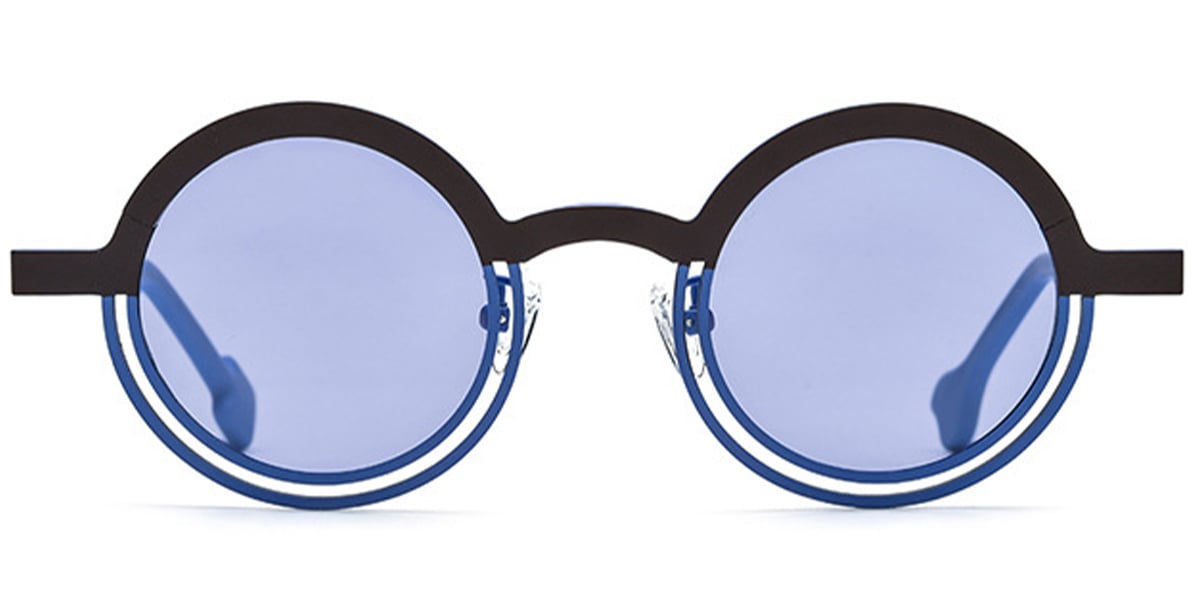 Titanium Round Sunglasses pattern-brown+purple_polarized