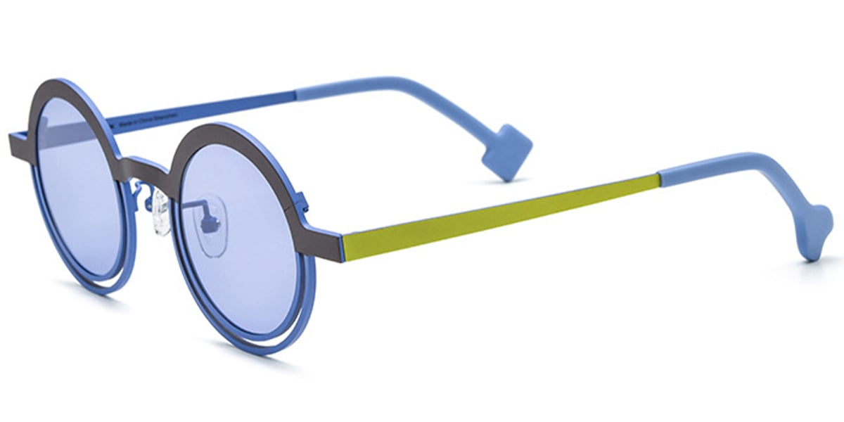 Titanium Round Sunglasses pattern-brown+purple_polarized