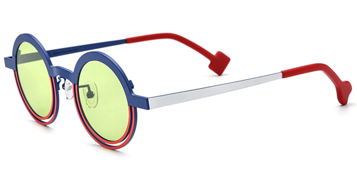 Titanium Round Sunglasses pattern-blue+green_polarized
