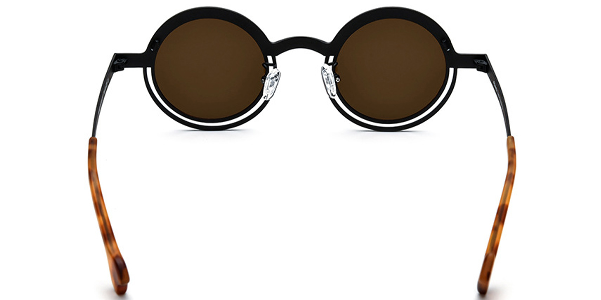 Titanium Round Sunglasses pattern-white+amber_polarized