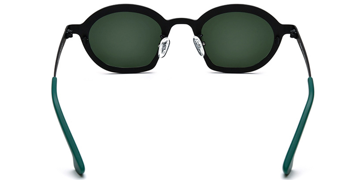 Titanium Geometric Sunglasses pattern-red+dark_green_polarized