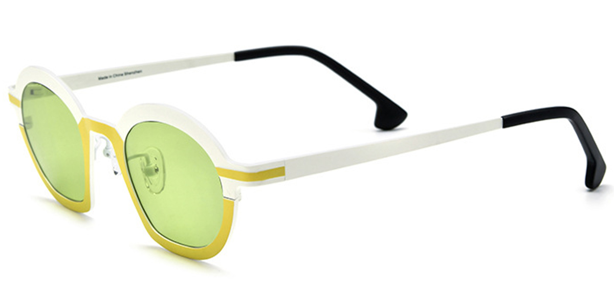 Titanium Geometric Sunglasses pattern-yellow+green_polarized