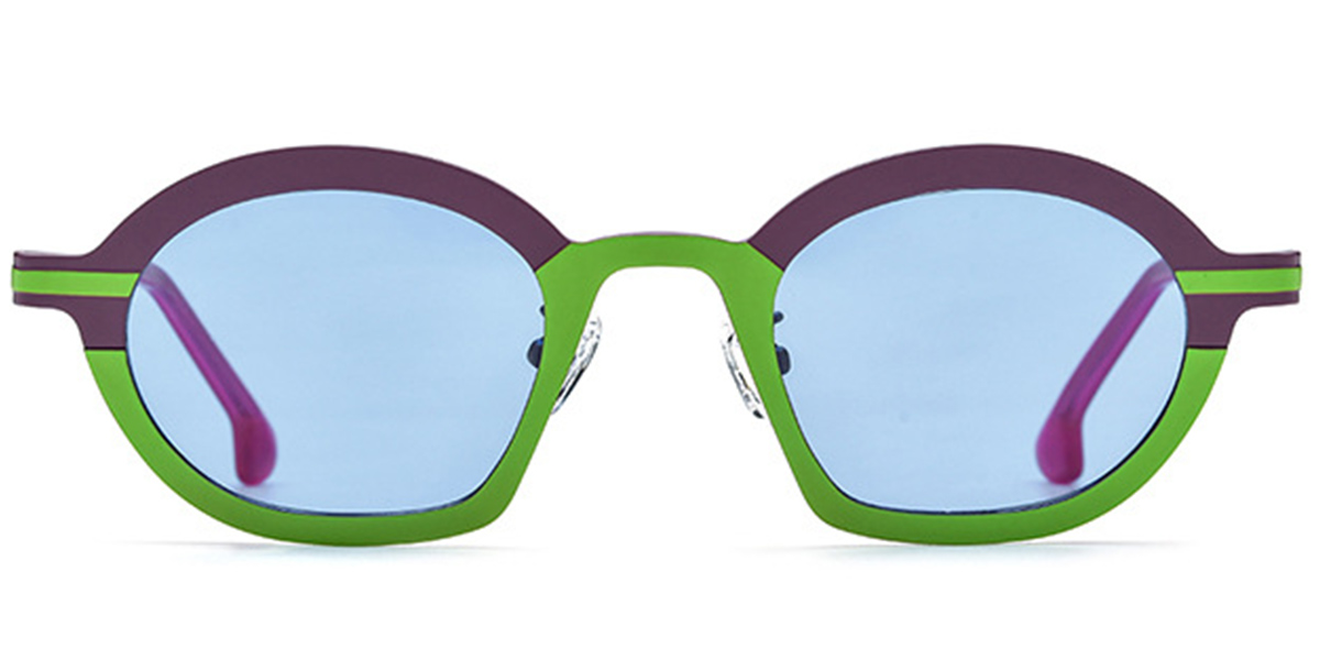 Titanium Geometric Sunglasses pattern-green+blue_polarized