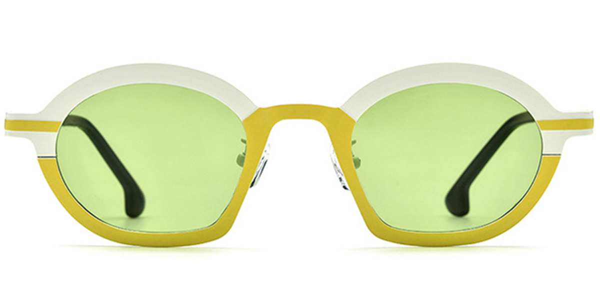 Titanium Geometric Sunglasses pattern-yellow+green_polarized