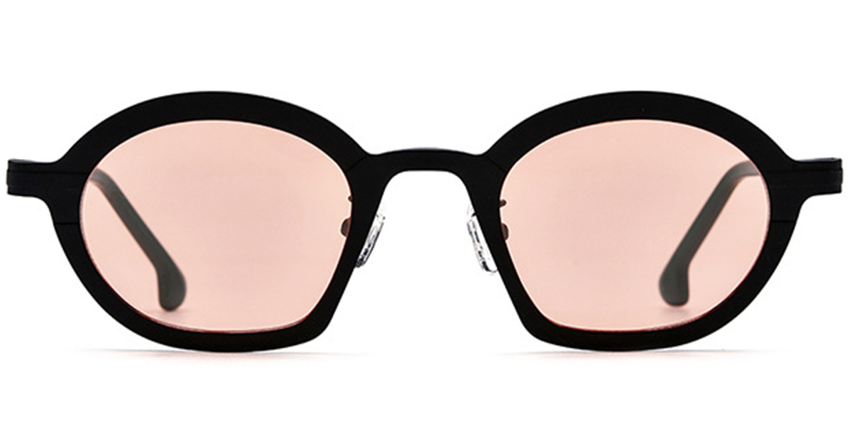 Titanium Geometric Sunglasses black+rose_polarized