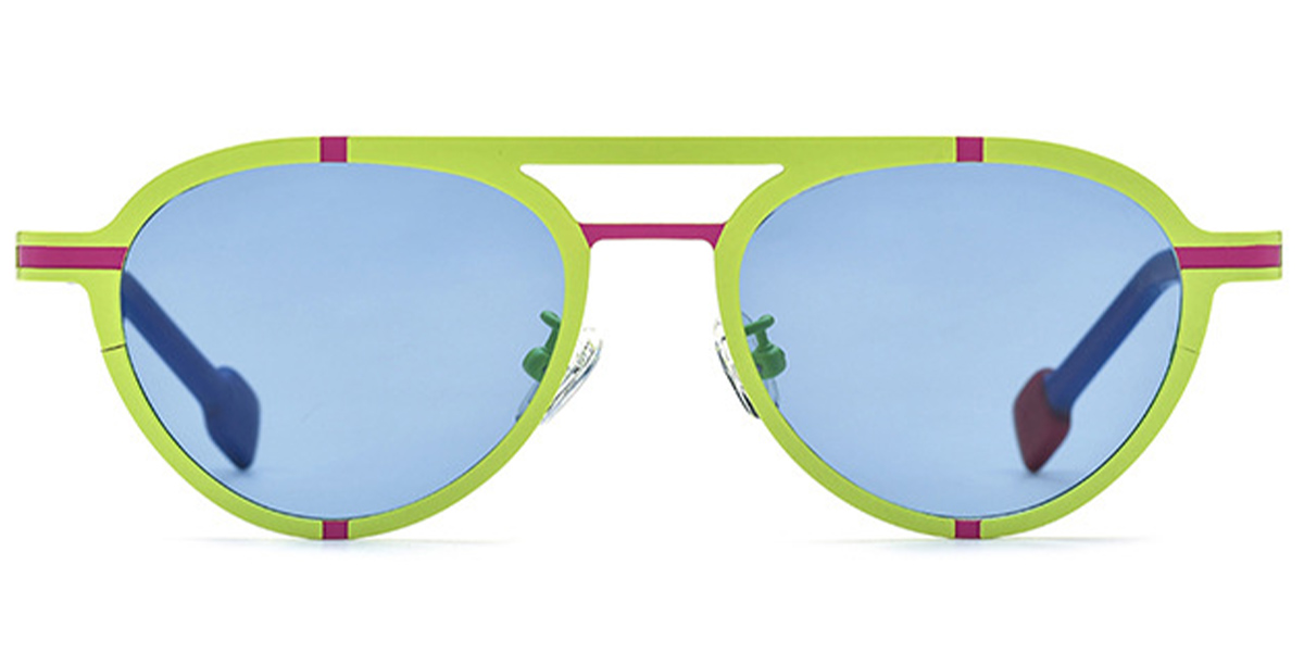 Titanium Aviator Sunglasses pattern-green+blue_polarized