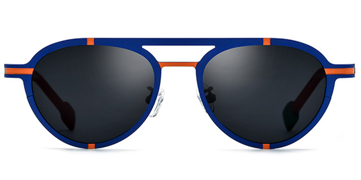 Titanium Aviator Sunglasses pattern-blue+dark_grey_polarized