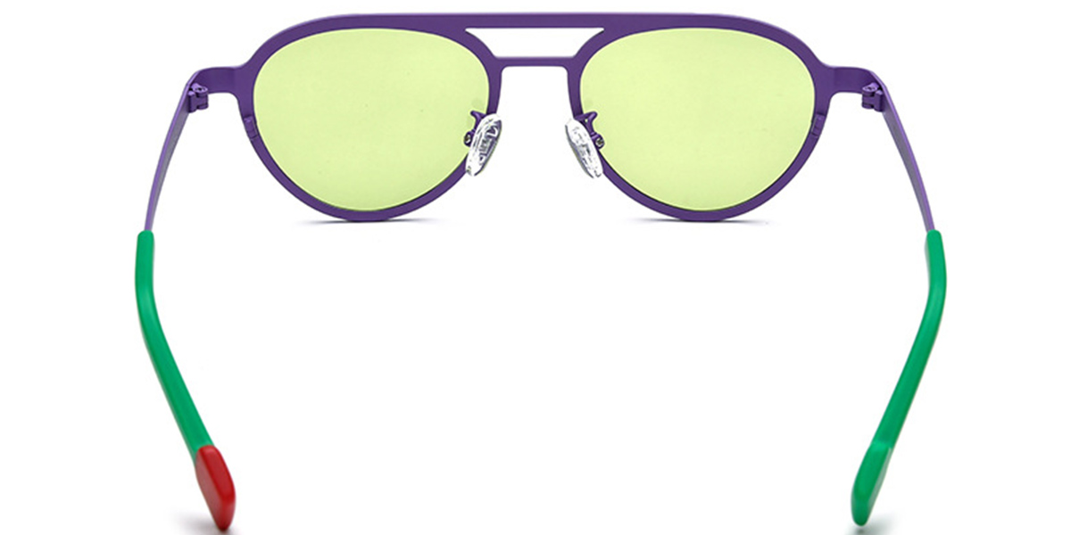 Titanium Aviator Sunglasses pattern-purple+green_polarized