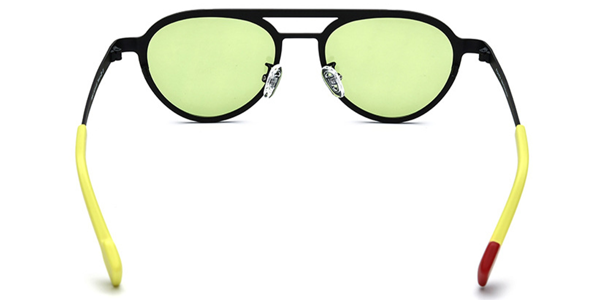 Titanium Aviator Sunglasses pattern-black+green_polarized