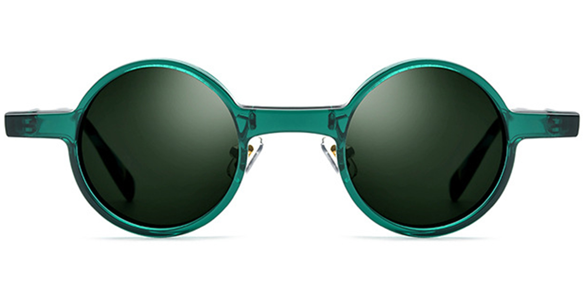 Acetate Round Sunglasses translucent-green+dark_green_polarized