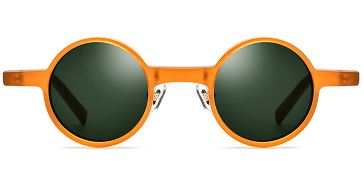 Acetate Round Sunglasses orange+dark_green_polarized