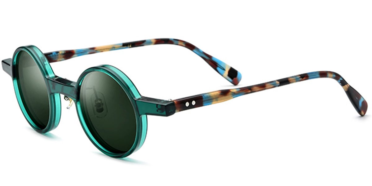 Acetate Round Sunglasses translucent-green+dark_green_polarized