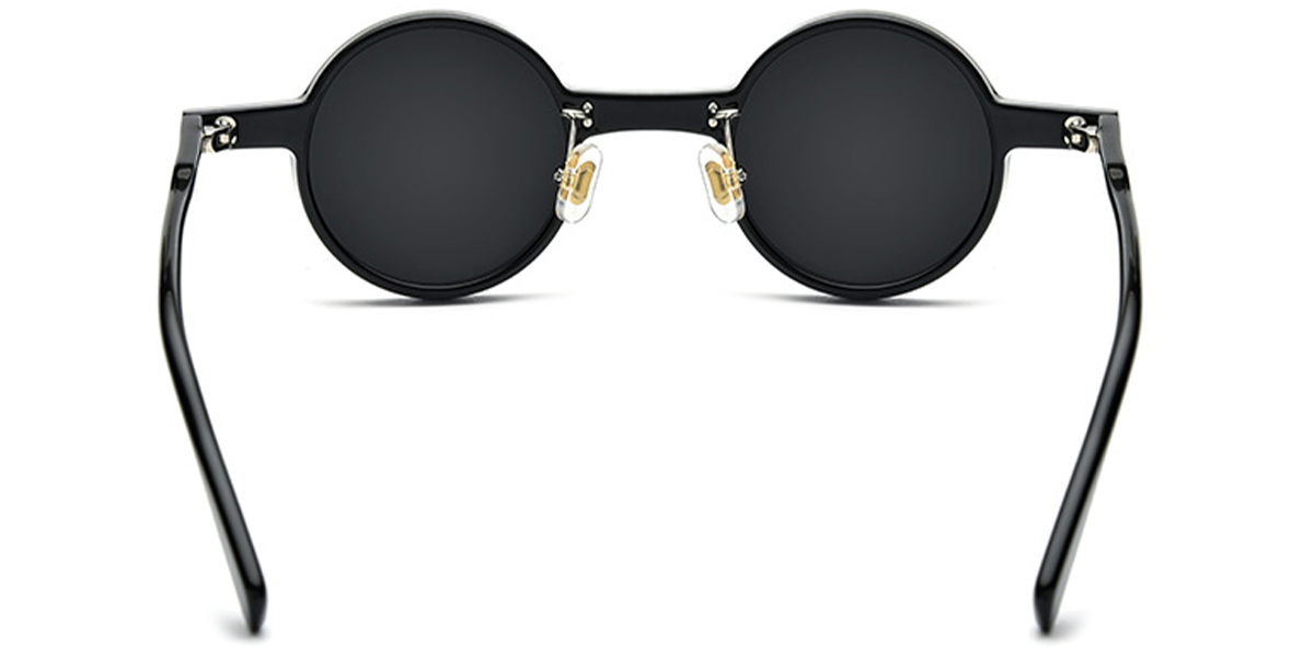 Acetate Round Sunglasses black+dark_grey_polarized
