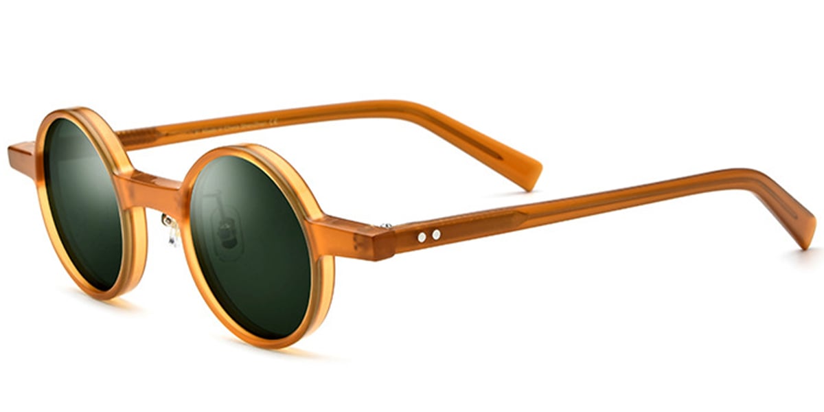 Acetate Round Sunglasses orange+dark_green_polarized