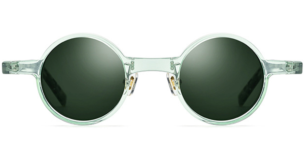 Acetate Round Sunglasses light_green+dark_green_polarized