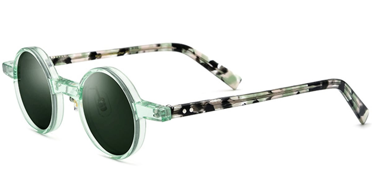 Acetate Round Sunglasses light_green+dark_green_polarized