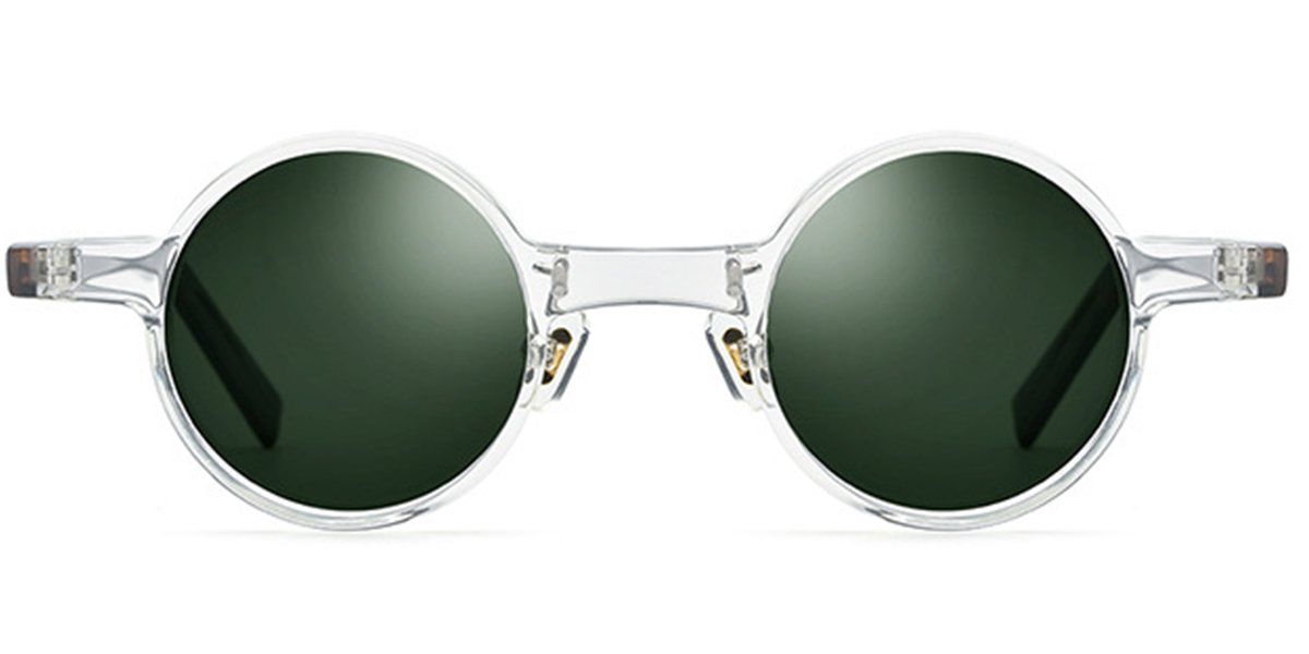 Acetate Round Sunglasses translucent-white+dark_green_polarized