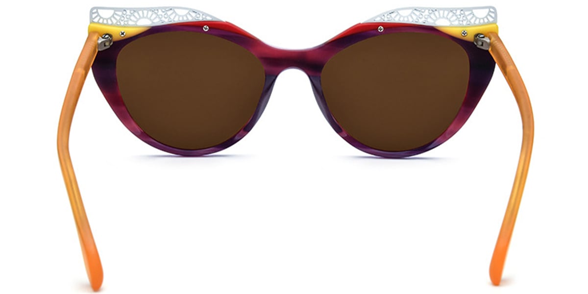 Acetate Cat Eye Sunglasses pattern-purple+amber_polarized