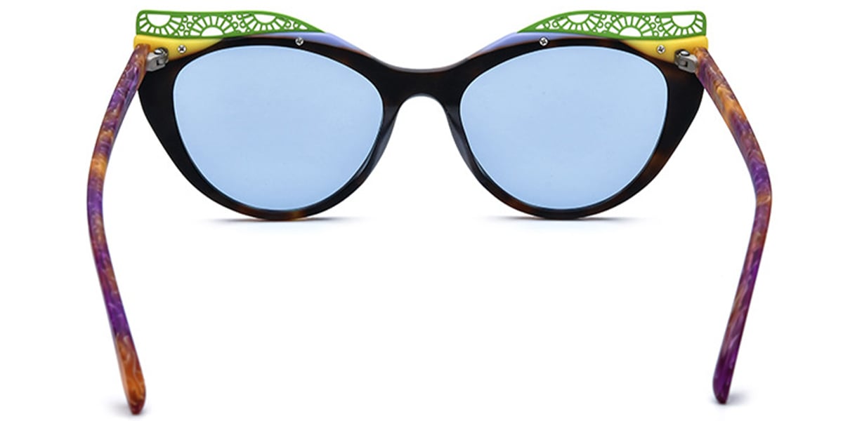 Acetate Cat Eye Sunglasses pattern-tortoiseshell+blue_polarized