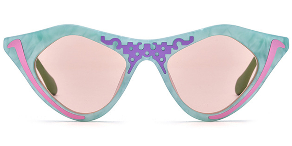 Acetate Cat Eye Geometric Sunglasses pattern-pink+rose_polarized