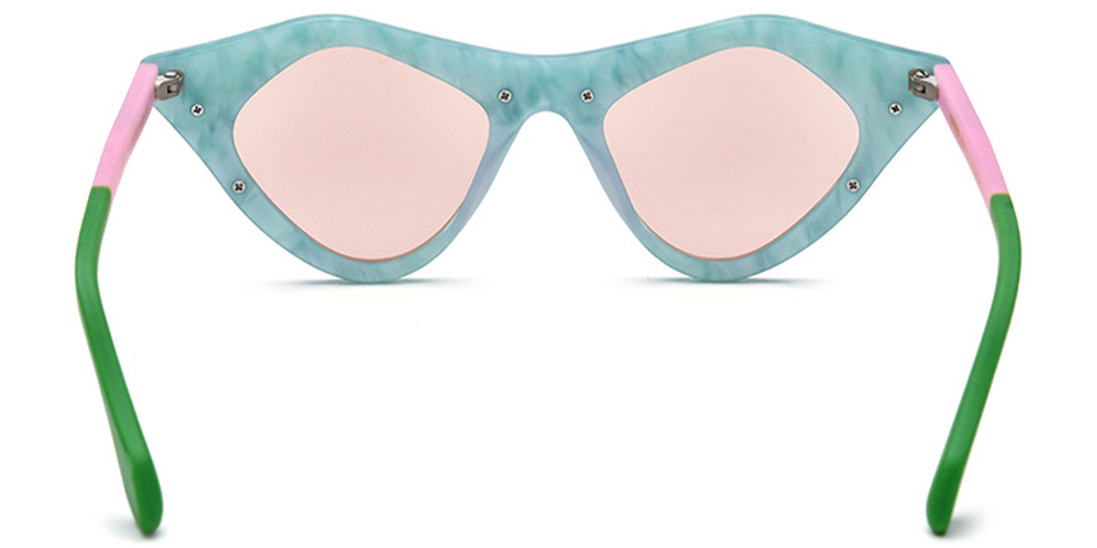 Acetate Cat Eye Geometric Sunglasses pattern-pink+rose_polarized