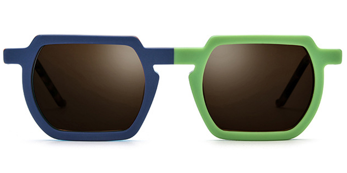 Acetate Square Sunglasses pattern-blue+amber_polarized