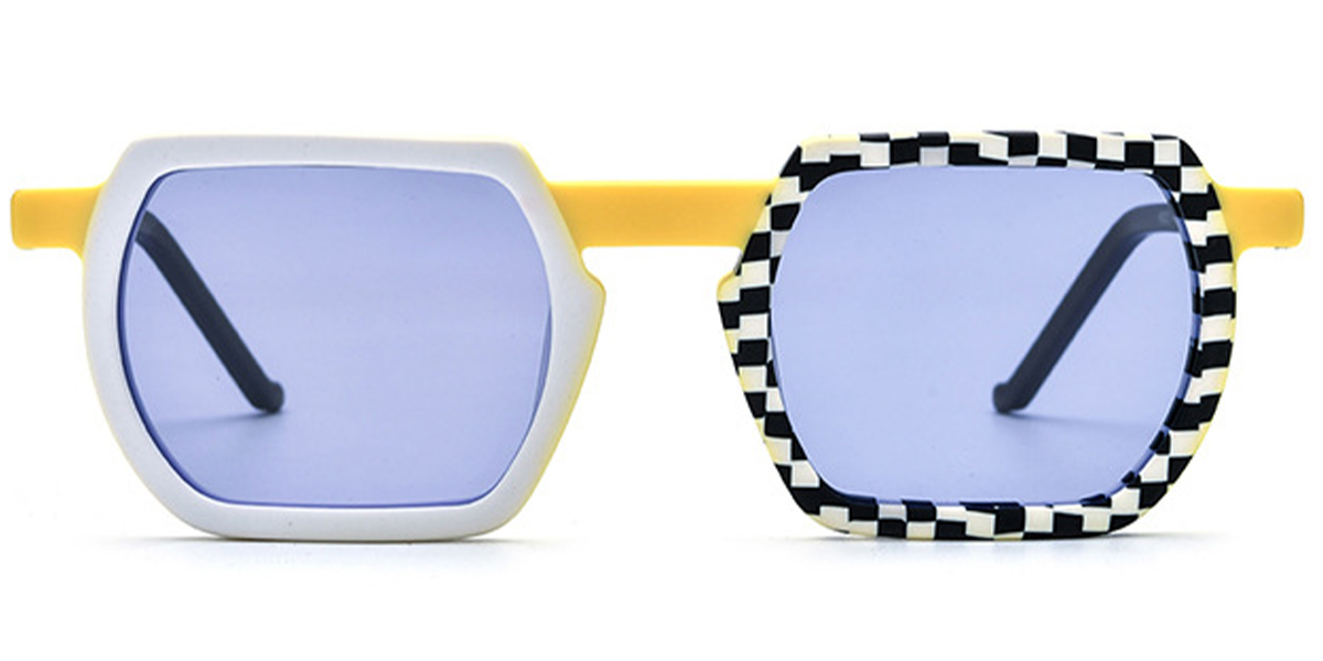 Acetate Square Sunglasses pattern-yellow+purple_polarized