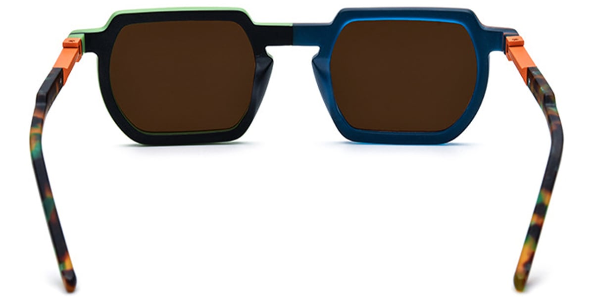 Acetate Square Sunglasses pattern-blue+amber_polarized