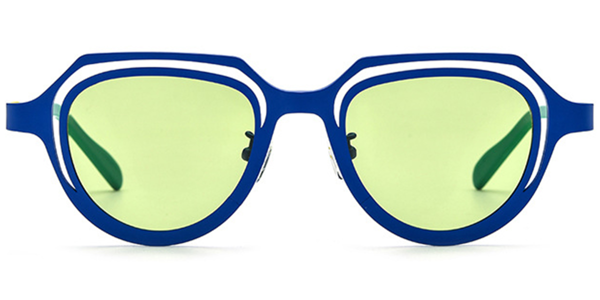 Titanium Geometric Sunglasses blue+green_polarized