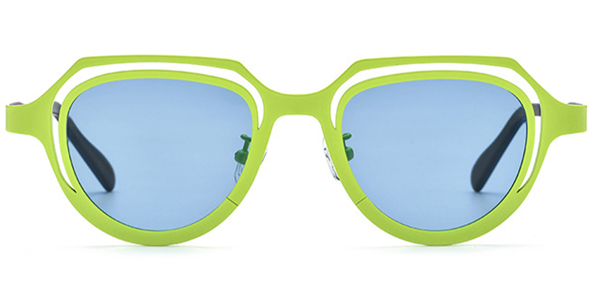 Titanium Geometric Sunglasses light_green+blue_polarized