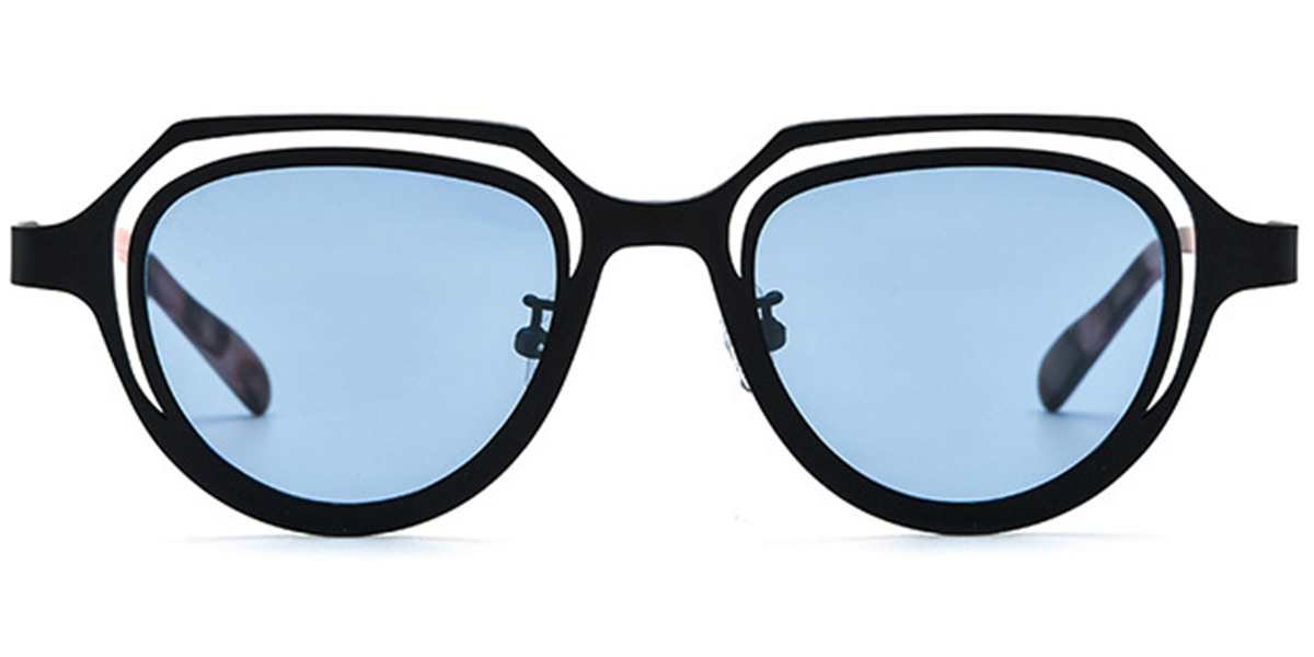 Titanium Geometric Sunglasses black+blue_polarized