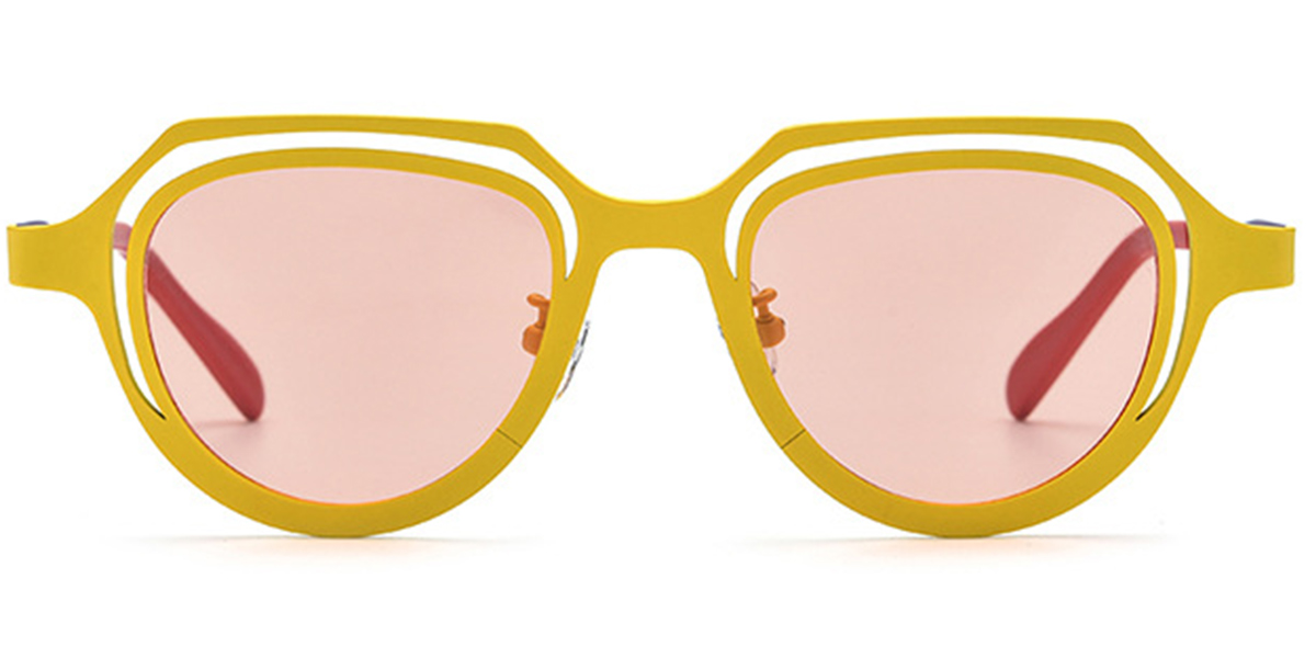 Titanium Geometric Sunglasses yellow+rose_polarized