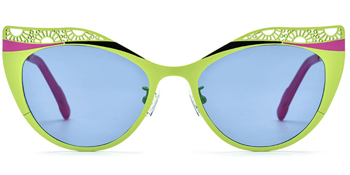 Titanium Cat Eye Sunglasses pattern-green+blue_polarized